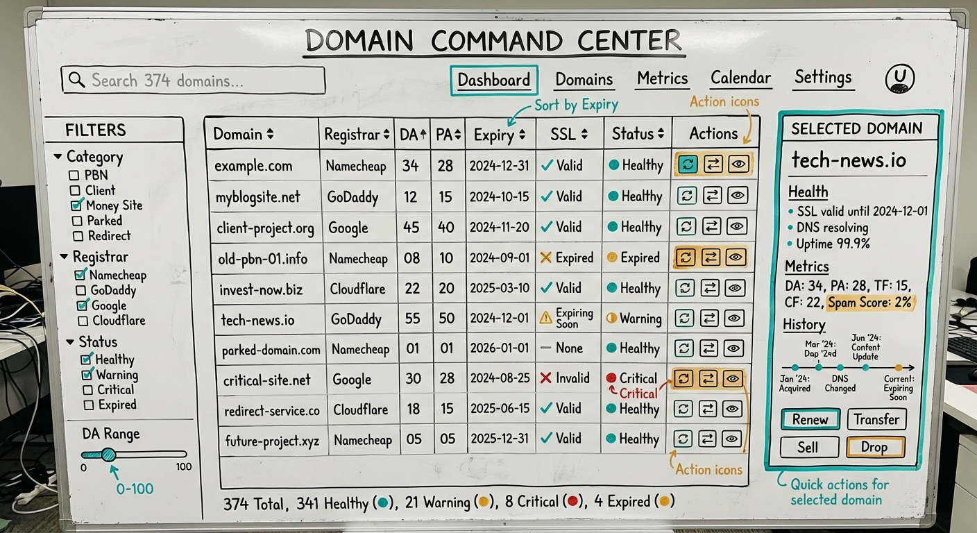 Domain Portfolio — Command Center View